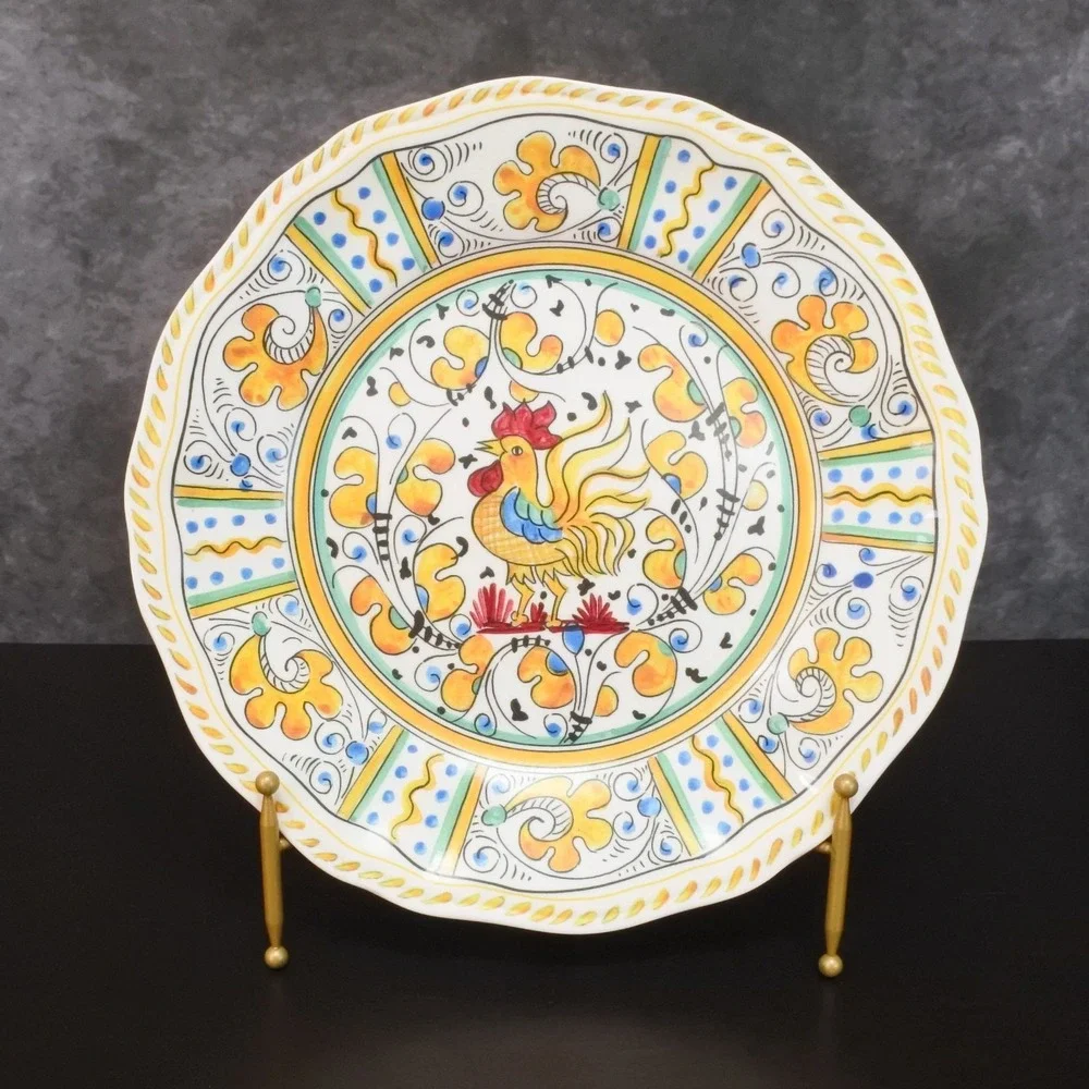 Le Cadeaux Rooster Pattern Melamine Dinner Plate Set of 6